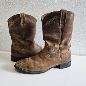 Ariat Heritage Roper Round Toe Western Brown Embroidered Boot Cowboy, Men's 11B